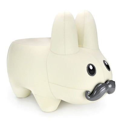 LEATHER HAPPY LABBIT STOOL BY FRANK KOZIK - VIRGIN WHITE EDITION