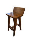 Vintage Low Back Natural Wood Barstool by SELAMAT