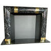 Hollywood Regency Fireplace Mantel Black Marble and Brass