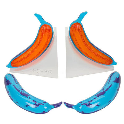 ANDY WARHOL 10” LUSTRE GLOSS RESIN BOOKENDS - BLUE BANANA