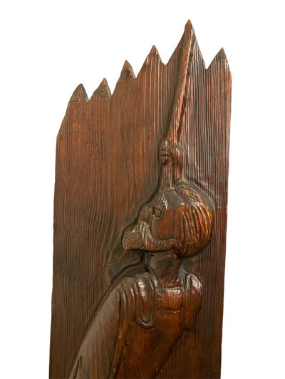 Don Quixote Mid Century Walnut Wall Carving