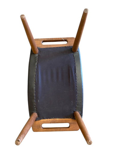 Danish Modern Papa Bear Chair and Ottoman in Black Teak and Leather (Danish hallmark under seat cushion)