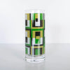 Vintage Mid Century Green Squares Highball Cocktail Glass