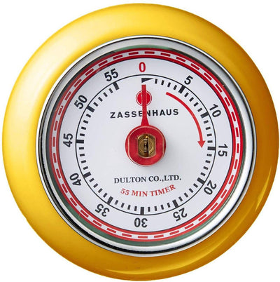 "Retro" Kitchen Timer, Yellow, 2.75” X 1.25"