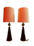 Mid Century Ceramic and Brass Pair of Table Lamps
