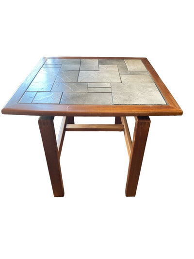 Danish Modern Teak Tile Top Side Table