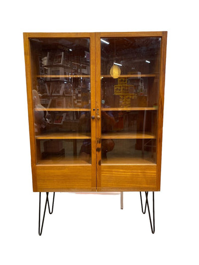 Mid Century Danish Modern Glass Door Cabinet