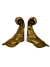 PM Mid Century Brass Leaf Bookends (great patina)