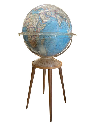 National Geographic 1970's World Globe on Wonderful Teak Mid Century Base