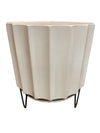 Moderne Matte White Planter with Vintage Stand