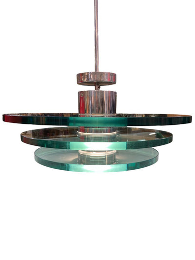 Post modern 1980's Three Tier Glass Sphere Chandelier