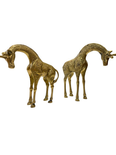 Hollywood Regency Glam Brass Giraffes (pair small) made in Spain Mid Century Modern