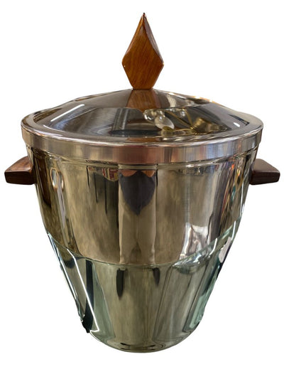 Mid century Chrome and Rosewood Ice Bucket