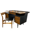 Mid Century Modern Walnut and Ebony Desk and Chair - Wonderful Sculptural Lines