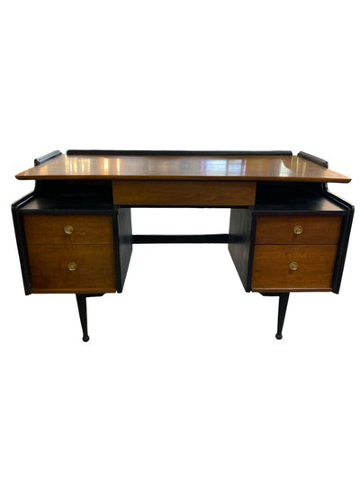 Mid Century Modern Walnut and Ebony Desk and Chair - Wonderful Sculptural Lines