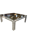 Modern Chrome And Smoked Galss Coffee Table