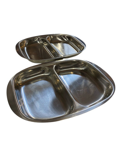 Mid Century Stainless Serving Trays (pair)