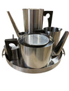 Arne Jacobsen Stelton Mid Century Stainless Cylinda Line Complete Coffee Set - Wonderful Condition