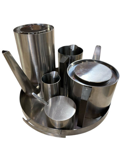 Arne Jacobsen Stelton Mid Century Stainless Cylinda Line Complete Coffee Set - Wonderful Condition