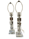 Pair of Stacked Cube Lucite Lamps