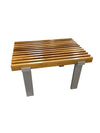 Mid Century Walnut and Brushed Steel Slat Bench (medium)