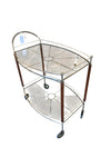 Mid Century Italien Walnut Brass & Glass Serving Cart