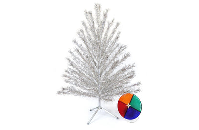 Mid Century 6' Foot Aluminum Tree with Color Wheel Light