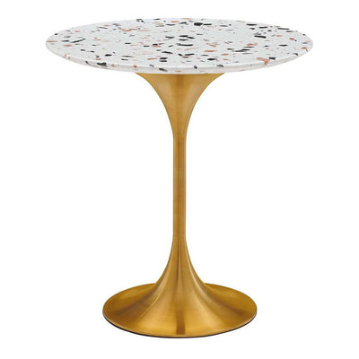 Tulip 20" Round Terrazzo Side Table in Gold Terrazzo