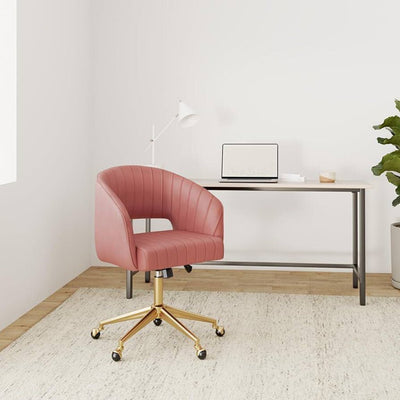 Pink Channel Velvet Desk Chair