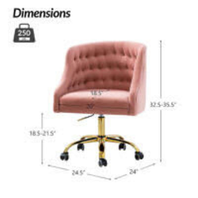 Pink Quilted Velvet Desk Chair