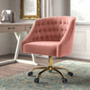 Pink Quilted Velvet Desk Chair