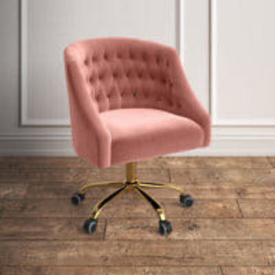 Pink Quilted Velvet Desk Chair