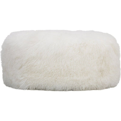 Faux Fur Ottoman in White