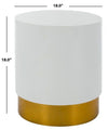 Round White Lacquer Side Table with Brushed Brass Base