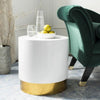 Round White Lacquer Side Table with Brushed Brass Base