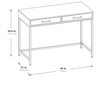 White Lacquer Desk with Brass Accents