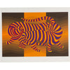 Victor Vasarely "Two Tigers"Orange in Acrylic Frame 170/250 signed Serigraph on Paper