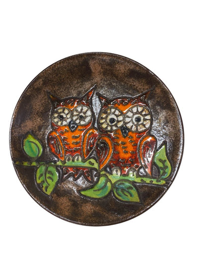 Mid Century 1970's Ruscha Ceramic Owls Wall Plate