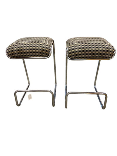 1970's Pair of Tubular Bar Stools (Set of 2)