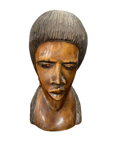 Vintage Jamaican African Wood Carved Tribal Head