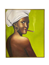 Painting of Cuban Woman with Green Background