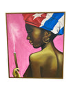 Painting of Cuban Woman with Red Background