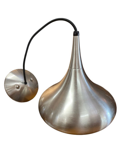 Pair of Mid Century Modern Nickel Finish Stainless Ceiling Pendants (Set of 2)