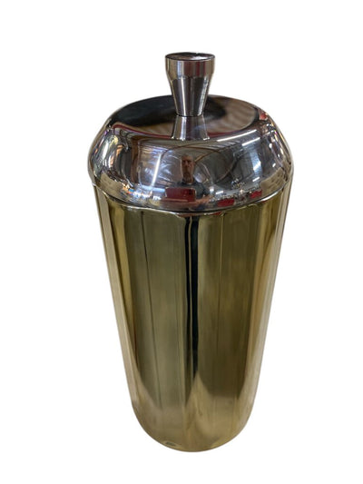 Brass and Chrome Cocktail Shaker in Art Deco Form