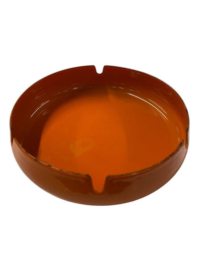 Vintage Orange Enamel Ashtray - 6.25" Diameter