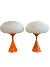 PAIR Laurel Mid Century Modern ORANGE Mushroom Lamps (the pair)