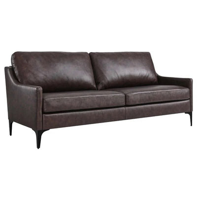 Modern Dean Leather Sofa in Brown