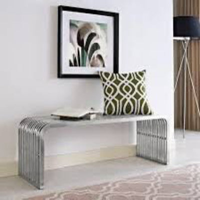 Waterfall 47" Stainless Steel Bench in Silver