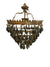 Vintage 5-Tier Gild Bronze Hollywood Regency Black Crystal Chandelier