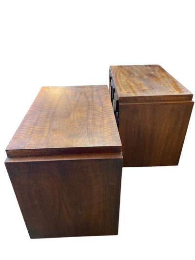 PAIR Lane Brutalist Nightstands Mid Century in Walnut (Set of 2)